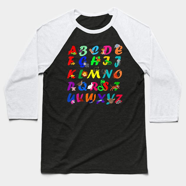 Alphabet Animal ABCs Learning Kindergarten School Teacher Baseball T-Shirt by HaroldKeller